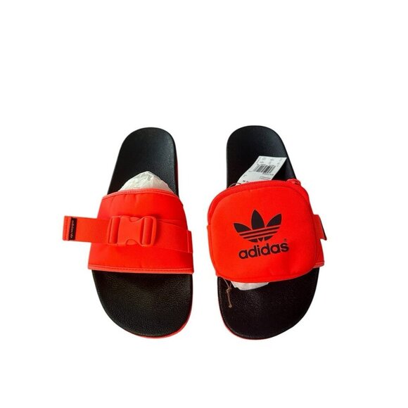 Adidas Pouchylette Slides Solar Red /Core Sz 9.5 Mens 11 Women’s New Gy1009 - Picture 2 of 12